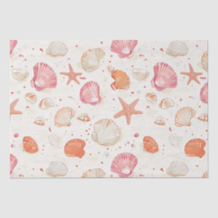 Vintage Seashell Coral Pink Terracotta Ivory Tissue Paper