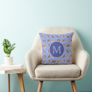 Vintage Seashell Custom Monogram Throw Pillow