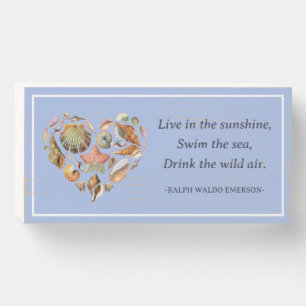 Vintage Seashell Emerson Inspirational Quote Wooden Box Sign