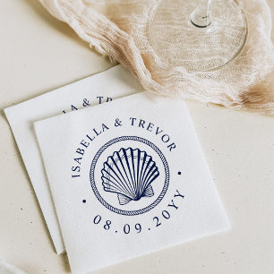 Vintage Seashell   Nautical Wedding Napkins