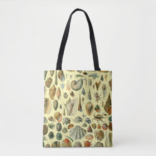 Vintage Seashell Print Adolphe Millot Coastal Tote Bag