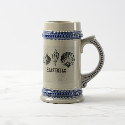 Vintage Seashells Beer Stein