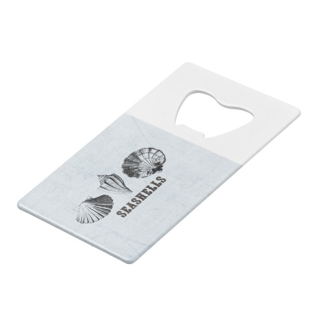 Vintage Seashells Credit Card Bottle Opener (Front Angled)