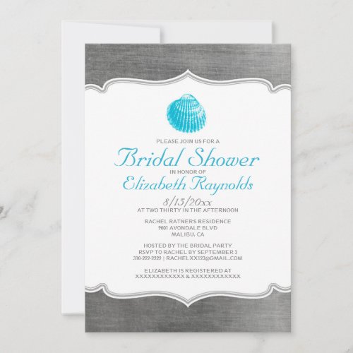 Vintage Seashells Destination Bridal Shower Invite