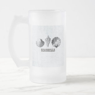 Vintage Seashells Frosted Glass Beer Mug