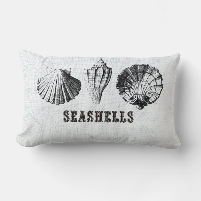 Vintage Seashells Lumbar Pillow (Front)