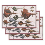 Vintage Seashells, Ocean Sea Shells Marine Life Wrapping Paper Sheets