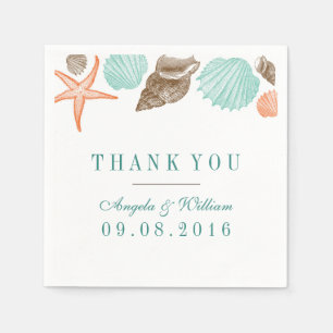 Vintage Seashells Paper Napkin for Beach Wedding