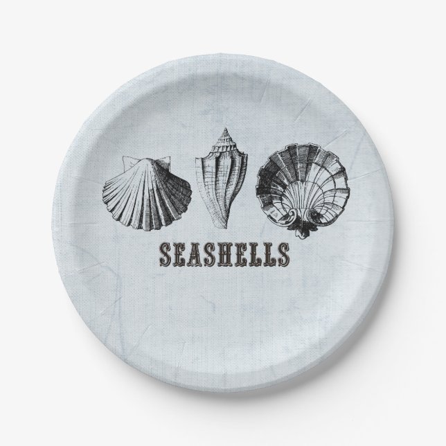 Vintage Seashells Paper Plates (Front)