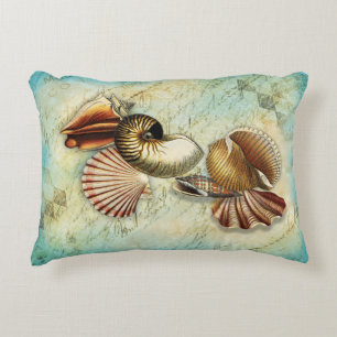 Vintage Seashells Seashore Accent Pillow
