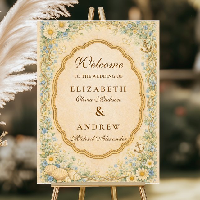 Vintage Seaside Garden Nautical Wedding Foam Board (Creator Uploaded)
