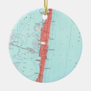 Vintage Seaside Heights NJ Map (1953) Ceramic Ornament