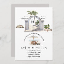 Vintage Seaside Palm Tree Boho Beach Wedding