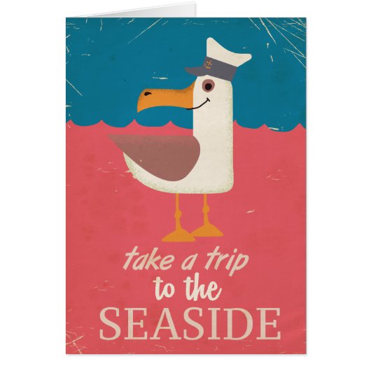 Vintage Seaside travel poster Cards (Front)