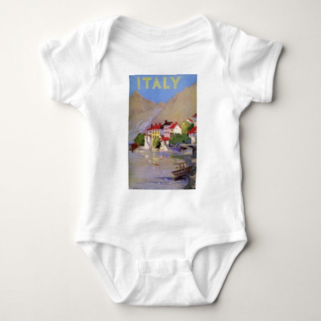 Vintage Seaside Village Italy Tourism Baby Bodysuit (Front)