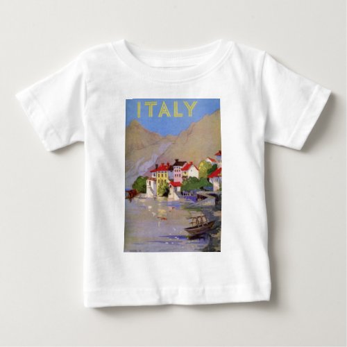 Vintage Seaside Village Italy Tourism Baby T_Shirt