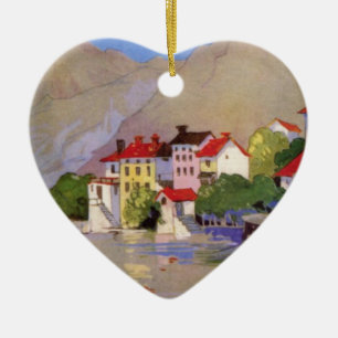 Vintage Seaside Village Italy Tourism Ceramic Ornament