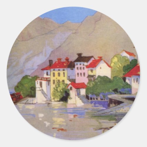 Vintage Seaside Village Italy Tourism Classic Round Sticker