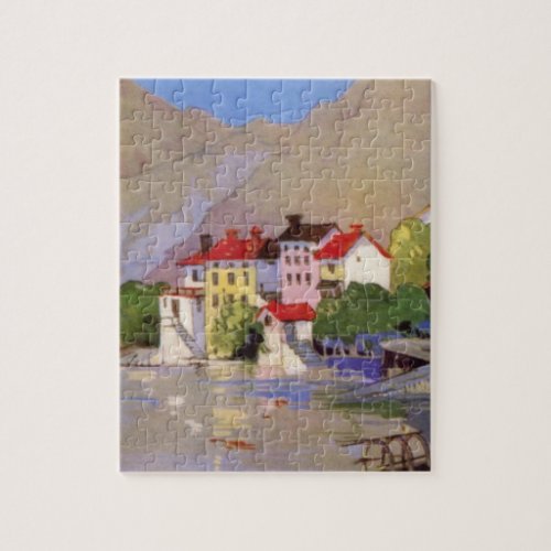 Vintage Seaside Village Italy Tourism Jigsaw Puzzle