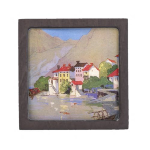 Vintage Seaside Village Italy Tourism Keepsake Box