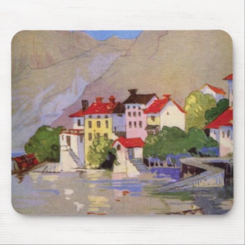 Vintage Seaside Village Italy Tourism Mouse Pad