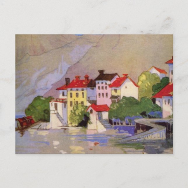 Vintage Seaside Village Italy Tourism Postcard (Front)