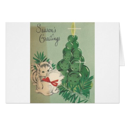 Vintage Season&#39;s Greetings Kittens Card