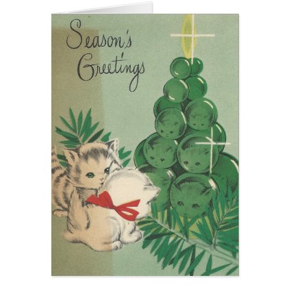 Vintage Season&#39;s Greetings Kittens Card