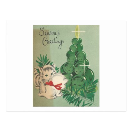 Vintage Season&#39;s Greetings Kittens Postcard