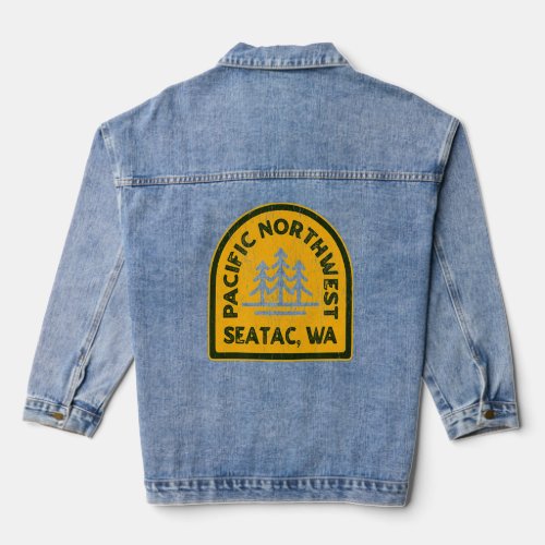 Vintage Seatac Washington PNW Pacific Northwest  Denim Jacket