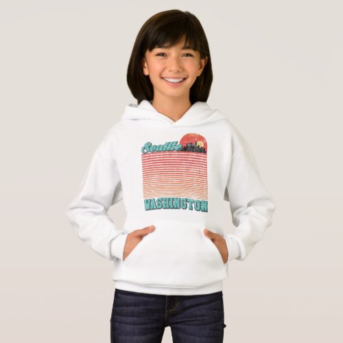 Vintage Seattle City Skyline Retro Sunset Hoodie