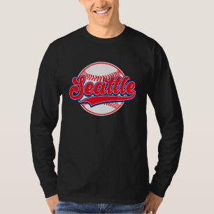 Vintage Seattle Cityscape Baseball For Men Women T-Shirt
