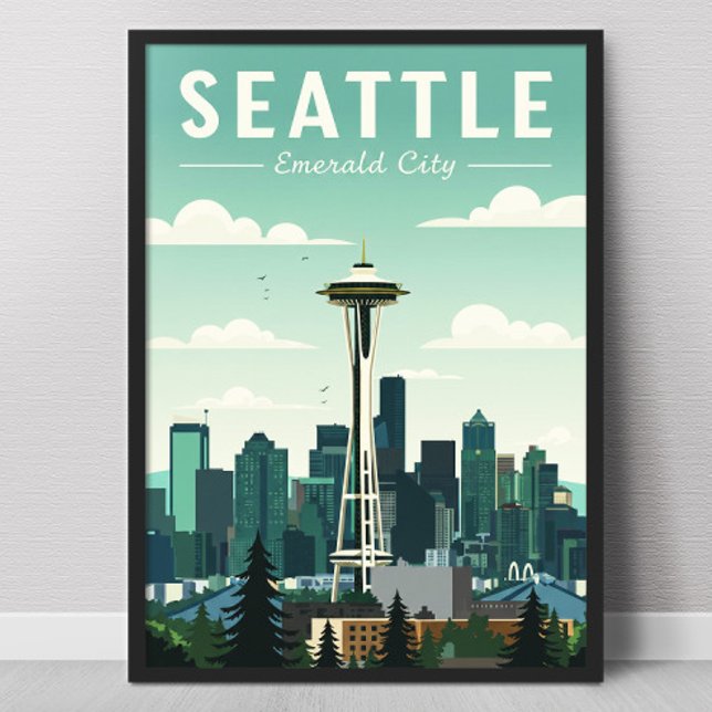 Vintage Seattle Emerald City Poster (Creator Uploaded)