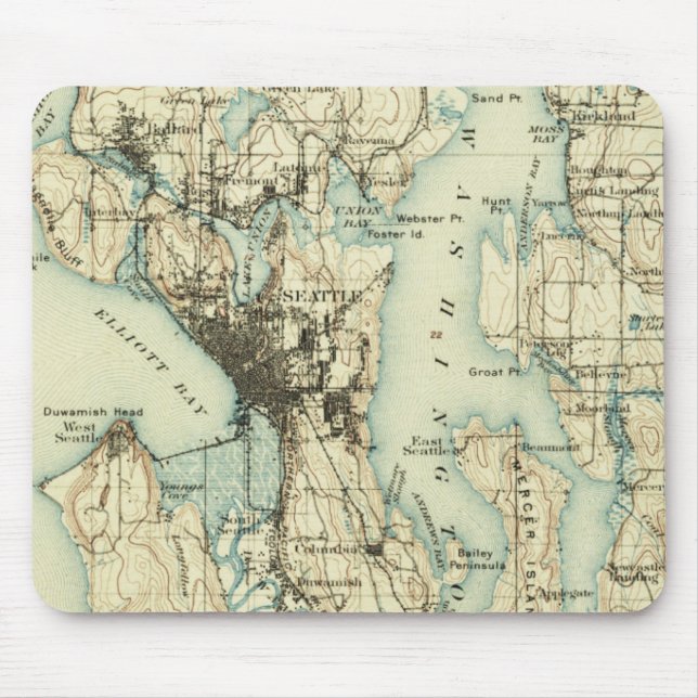 Vintage Seattle Map Mouse Pad (Front)