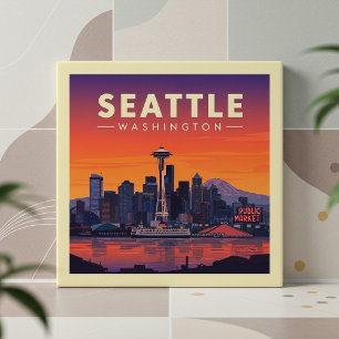Vintage Seattle Washington Ceramic Tile