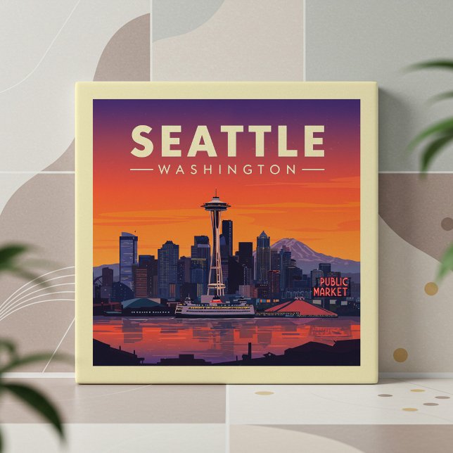 Vintage Seattle Washington Ceramic Tile (Creator Uploaded)