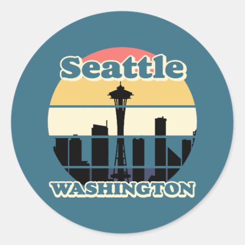Vintage  Seattle Washington Classic Round Sticker