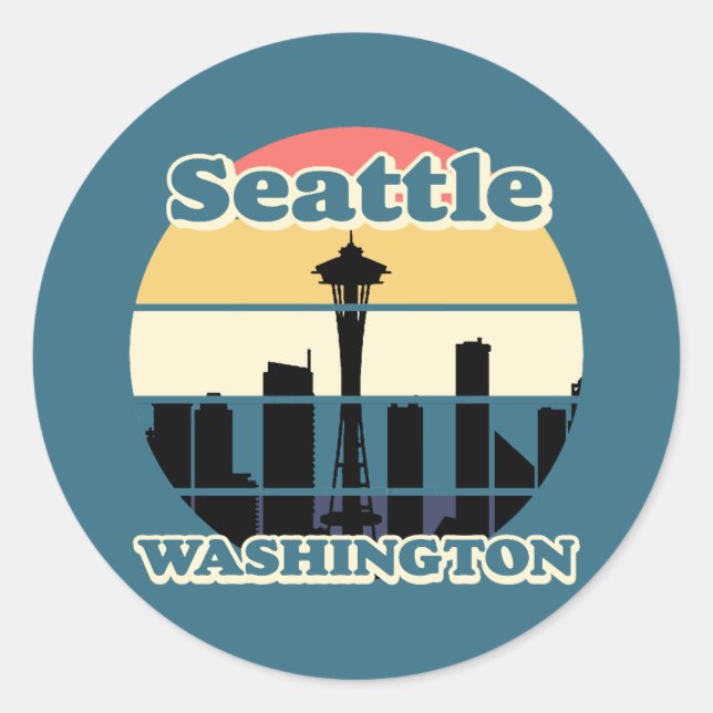 Vintage  Seattle Washington Classic Round Sticker (Front)
