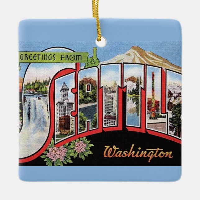 Vintage Seattle Washington Ornament (Front)