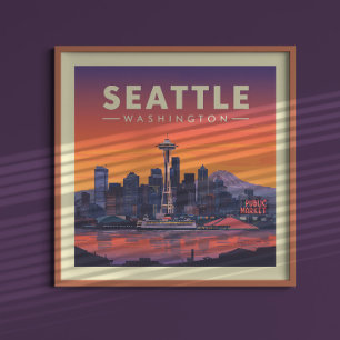 Vintage Seattle Washington Poster