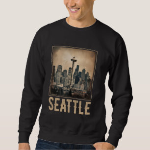 Vintage Seattle Washington Skyline Cityscape 80s 7 Sweatshirt