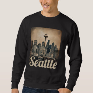 Vintage Seattle Washington Skyline Cityscape 80s 7 Sweatshirt