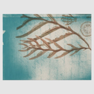 Vintage Seaweed on Teal Decoupage Tissue Paper
