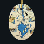 Vintage Sebago Lake Maine Ornament<br><div class="desc">A vintage,  colorfully illustrated postcard of the Sebago Lake region of Maine .</div>