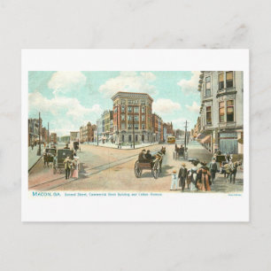 Vintage Second Street in Macon, Georgia Postcard