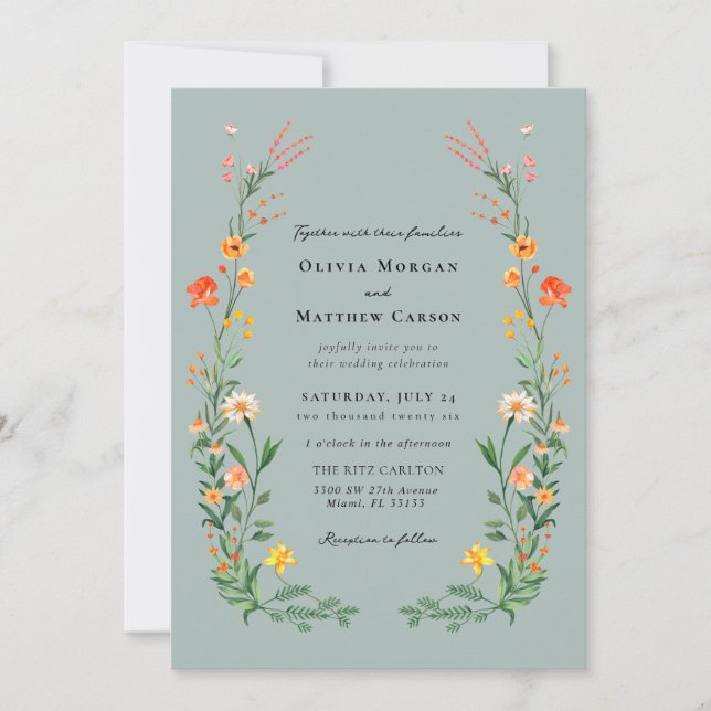 Vintage Secret Garden Wedding Invitation (Front)