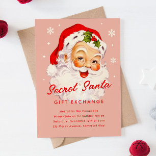Vintage Secret Santa Gift Exchange Christmas Party Invitation