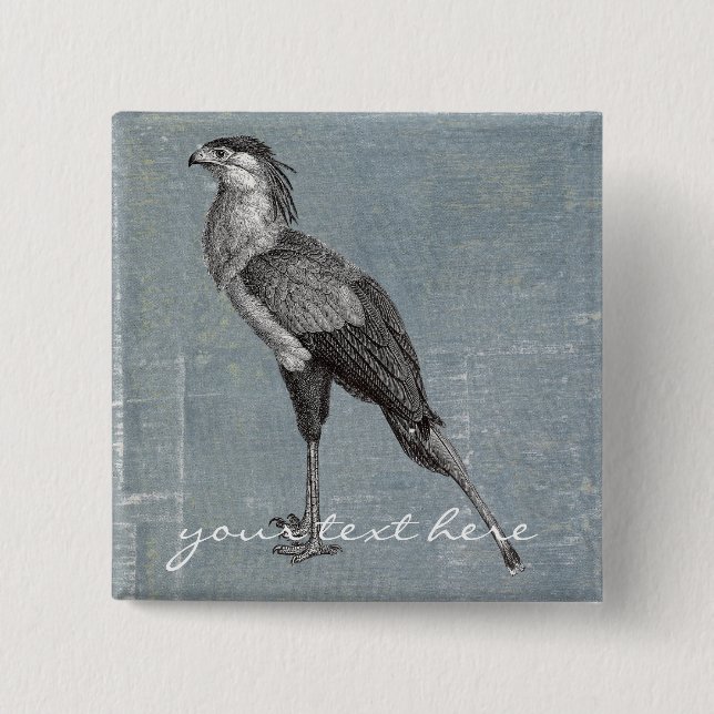 Vintage Secretary Bird Button (Front)