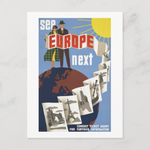 Vintage See Europe Next Travel Postcard
