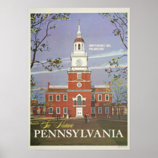 Vintage See Historic Pennsylvania USA Travel Poster